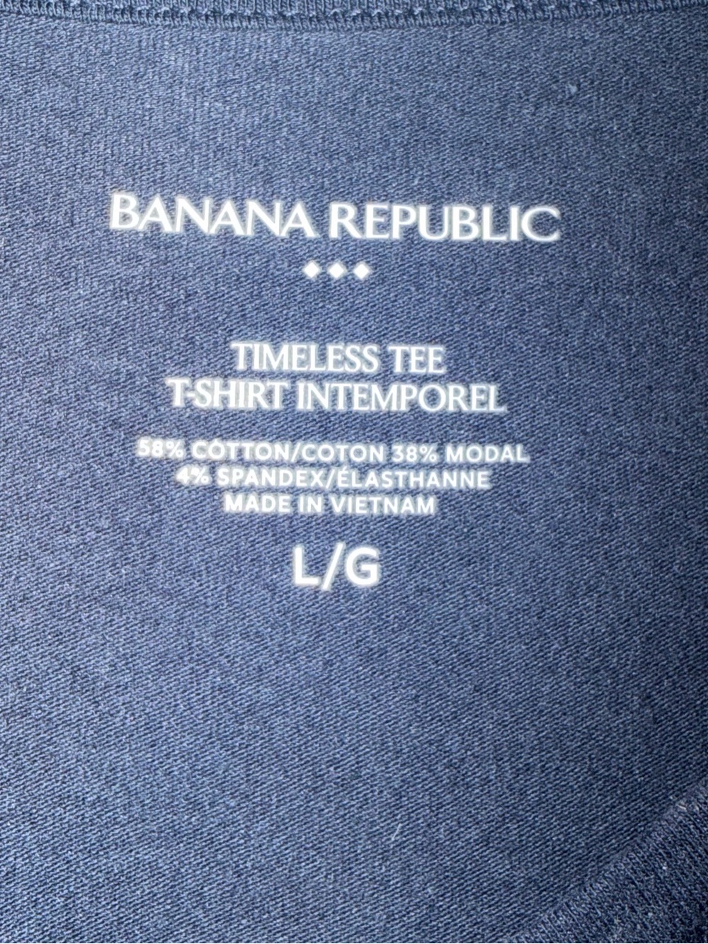 Banana Republic Timeless Tee T-Shirt Intemporel V-Neck Long Sleeve Top, L, Navy - Picture 3 of 4